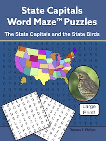 State Capitals Word Maze Puzzles: The State Capitals and the State Birds